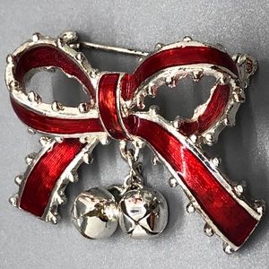 Red Bow Enamel Pin